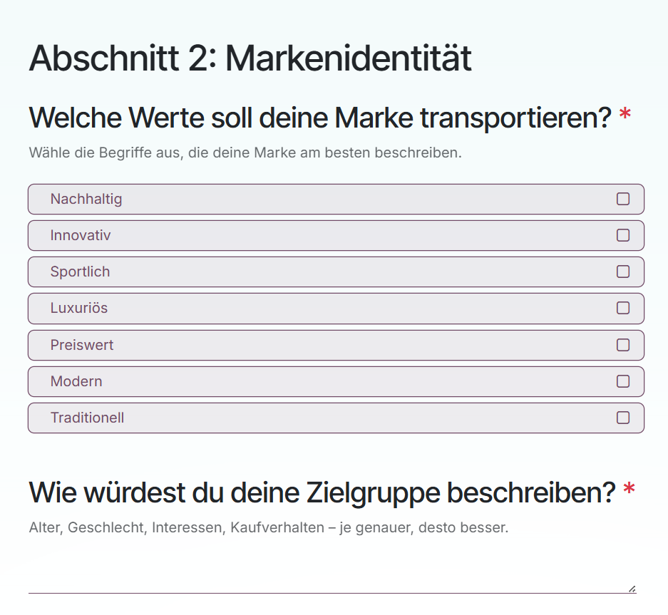 Survey: Markenidentität & Werte